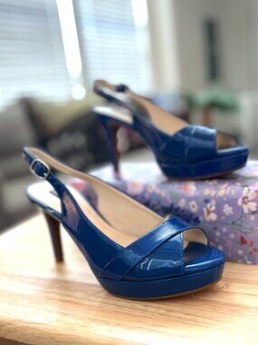 Alex Marie Cobalt Blue Slingback Heels – Size 8 Peep Toe
